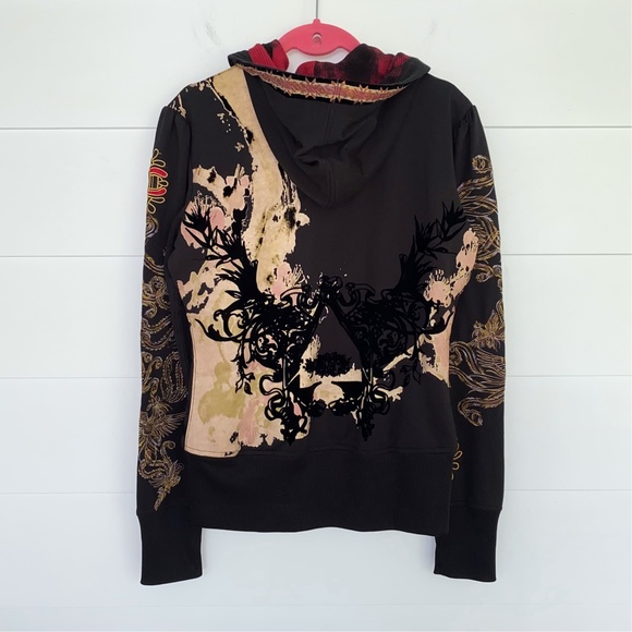 Ruthless Art Embroidered Rhinestone Embellished Black Hoodie Medium - Picture 3 of 17